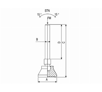 MODEL 505 (Ø40) PLASTİK PABUÇ TABANI (6 KÖŞESİ PASLANMAZ ÇELİK) AISI 304 (INOX)